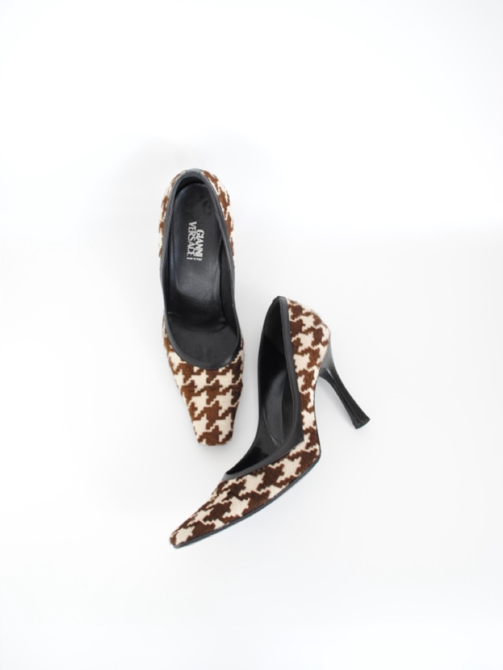 Gianni Versace Houndstooth Ponyhair Heels